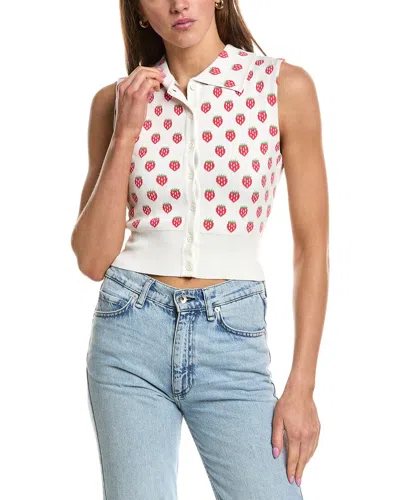 Rowing Blazers Knit Collared Button-up Cashmere-blend Tank In White