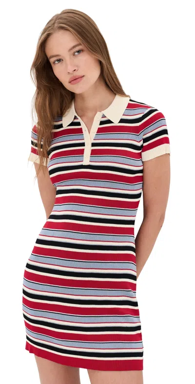 Rowing Blazers Knit Polo Mini Dress Red In Multi