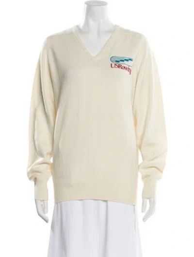Pre-owned Rowing Blazers Lambswool Graphic Print Sweater In Neutral