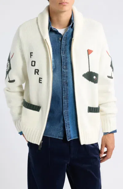 Rowing Blazers Lewis Golf Zip Cardigan In White
