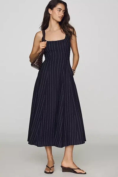 Rowing Blazers Linen Midi Dress In Blue
