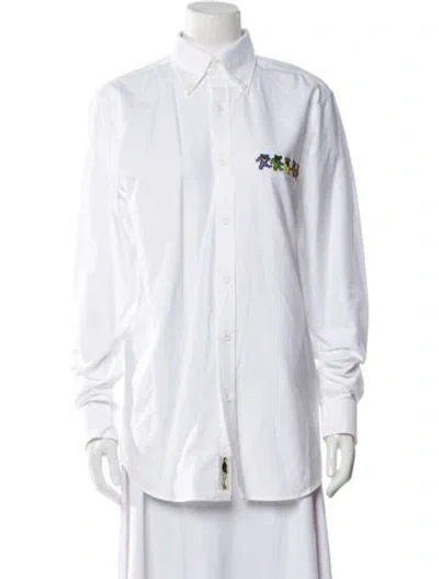 Pre-owned Rowing Blazers Long Sleeve Button-up Top In White