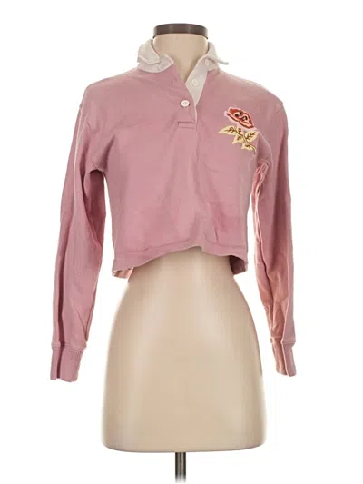 Pre-owned Rowing Blazers Long Sleeve Top Pink Collared Neckline Tops