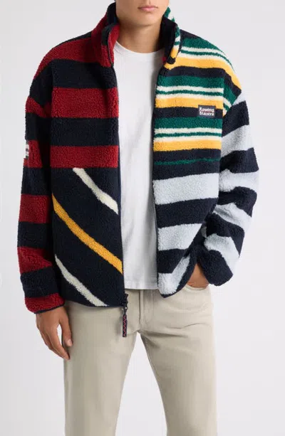 Rowing Blazers Mixed Stripe High Pile Fleece Jacket In Multi