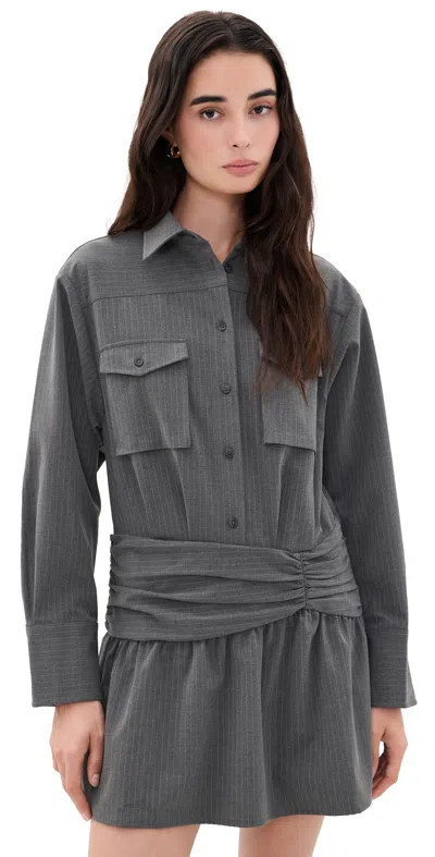 Rowing Blazers Pinstripe Button Down Dress Heather Gray