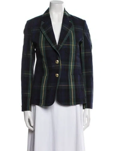 Pre-owned Rowing Blazers Plaid Print Blazer In Blue