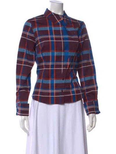 Pre-owned Rowing Blazers Plaid Print Long Sleeve Button-up Top In Multi