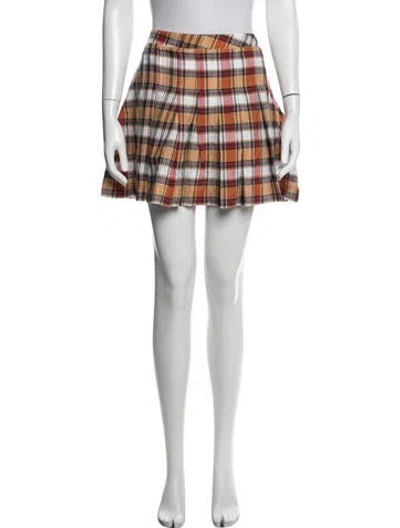 Pre-owned Rowing Blazers Plaid Print Mini Skirt In White