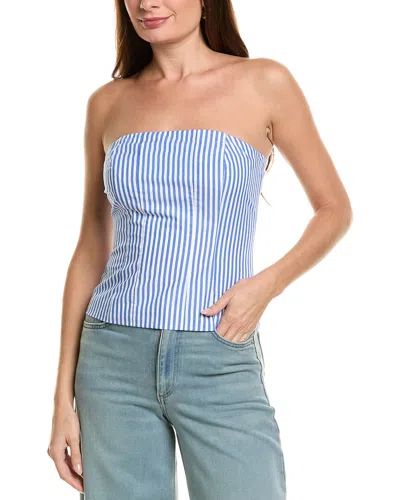 Rowing Blazers Poplin Pinstripe Top In Blue