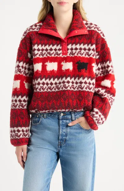 Rowing Blazers Sheep Cropped High Pile Fleece Pullover In Red