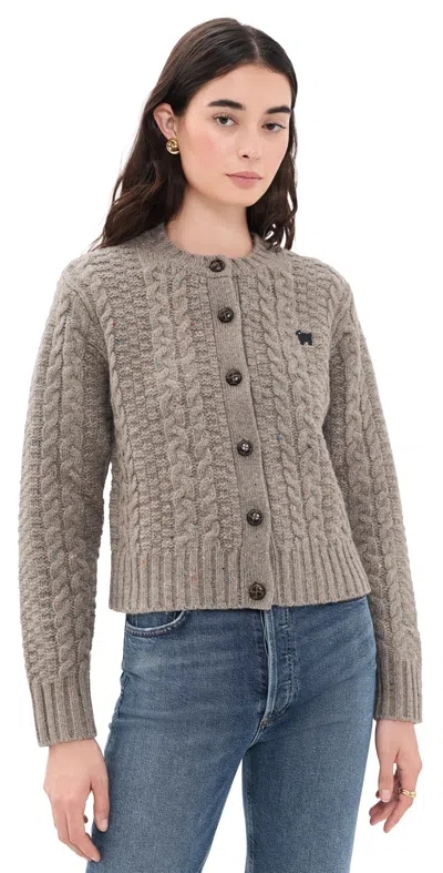 Rowing Blazers Sheep Donegal Chunky Cable Cardigan Beige