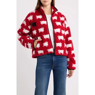 Rowing Blazers Sheep High-pile Fleece Full Zip Sweatshirt In Red