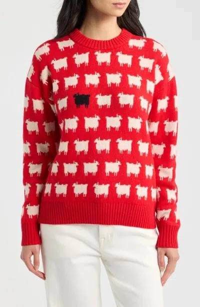 Rowing Blazers Sheep Wool Crewneck Sweater In Diana Red