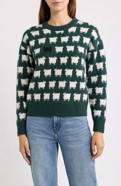 Rowing Blazers Sheep Wool Crewneck Sweater In Green