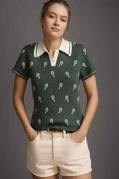 Rowing Blazers Short-sleeve Polo Sweater In Green