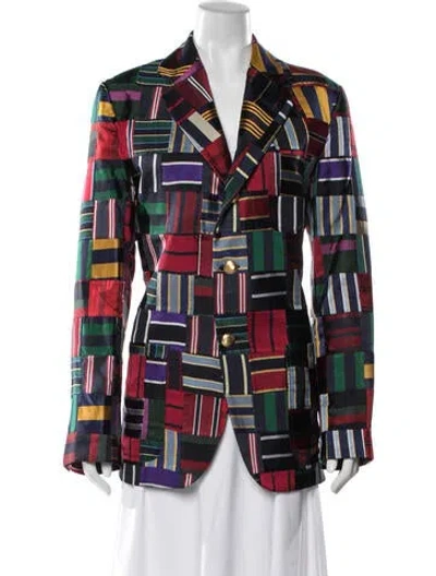 Pre-owned Rowing Blazers Silk Striped Blazer In Blue