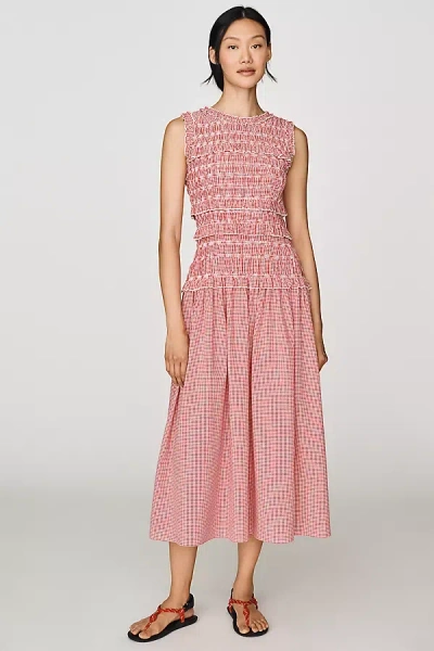 Rowing Blazers Smocked Cotton Dress In Pink