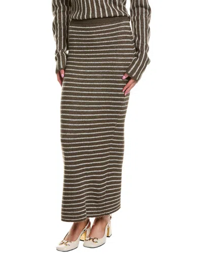 Rowing Blazers Stripe Wool & Mohair-blend Maxi Skirt In Olive Green
