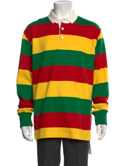 Pre-owned Rowing Blazers Striped Collar Polo Shirt In Green