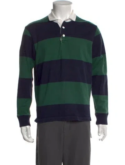 Pre-owned Rowing Blazers Striped Collar Polo Shirt In Green