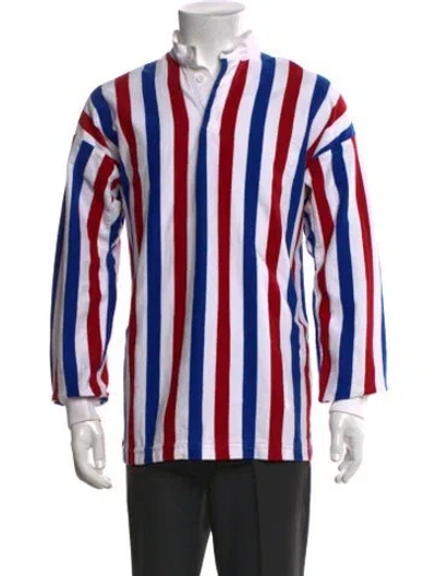 Pre-owned Rowing Blazers Striped Collar Polo Shirt In Red