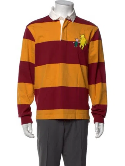 Pre-owned Rowing Blazers Striped Collar Polo Shirt In Red