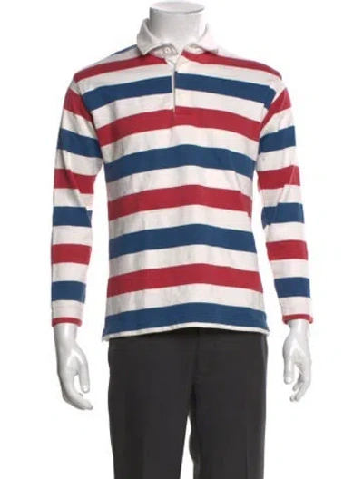 Pre-owned Rowing Blazers Striped Collar Polo Shirt In White