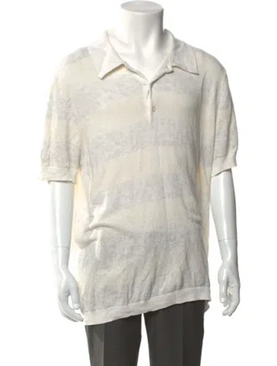 Pre-owned Rowing Blazers Striped Collar Polo Shirt In White