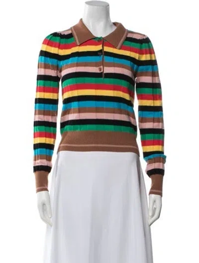 Pre-owned Rowing Blazers Striped Crew Neck Sweater In Orange