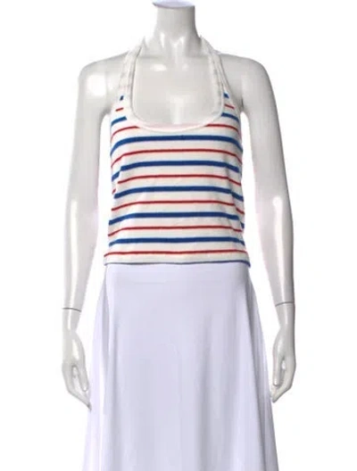 Pre-owned Rowing Blazers Striped Halterneck Top In White