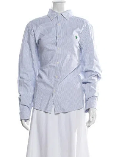 Pre-owned Rowing Blazers Striped Long Sleeve Button-up Top W/ Tags In Blue