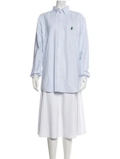 Pre-owned Rowing Blazers Striped Long Sleeve Button-up Top W/ Tags In Blue/white