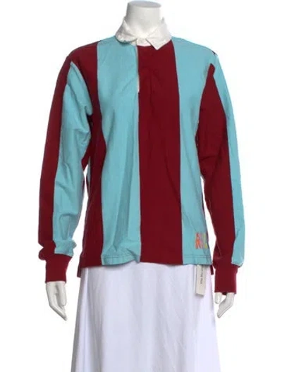 Pre-owned Rowing Blazers Striped Long Sleeve Polo In Blue/red