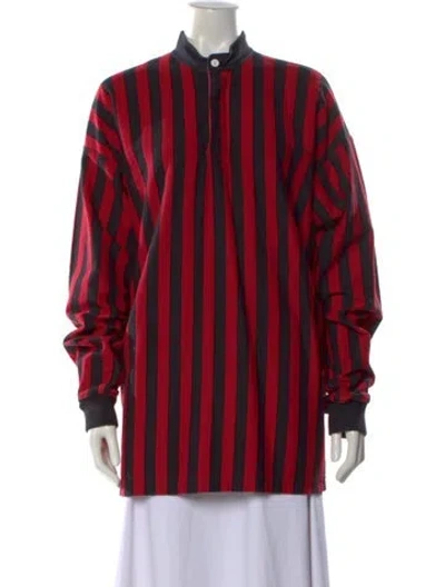 Pre-owned Rowing Blazers Striped Mock Neck Cardigan In Red