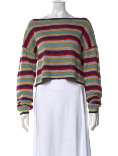 Pre-owned Rowing Blazers Striped Off-the-shoulder Sweater In Multi