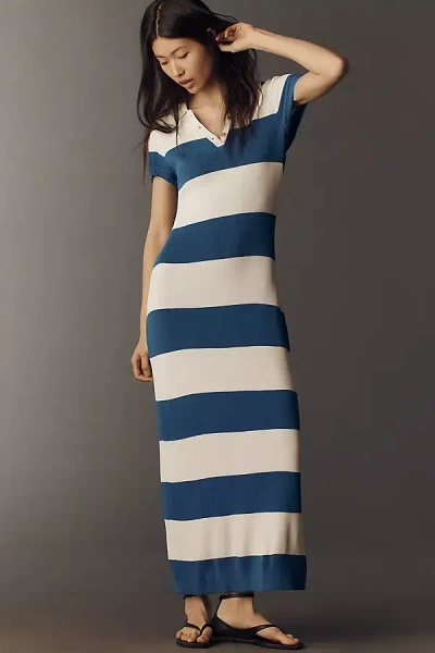 Rowing Blazers Striped Polo Maxi Dress In Blue