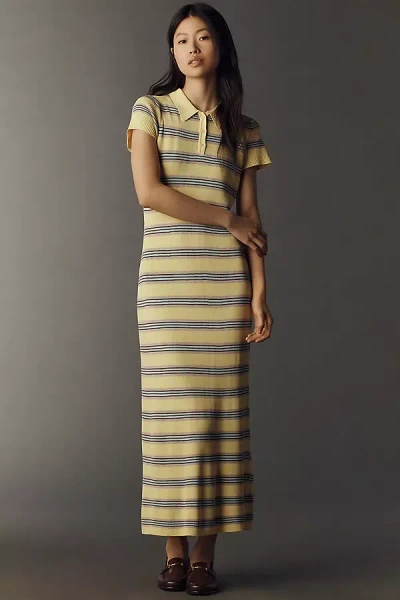 Rowing Blazers Striped Polo Maxi Dress In Yellow