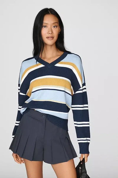 Rowing Blazers Striped V-neck Sweater In Blue