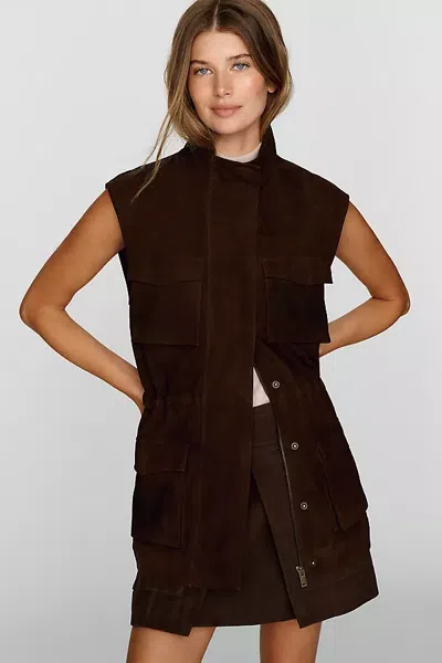Rowing Blazers Suede Utility Vest Jacket In Brown