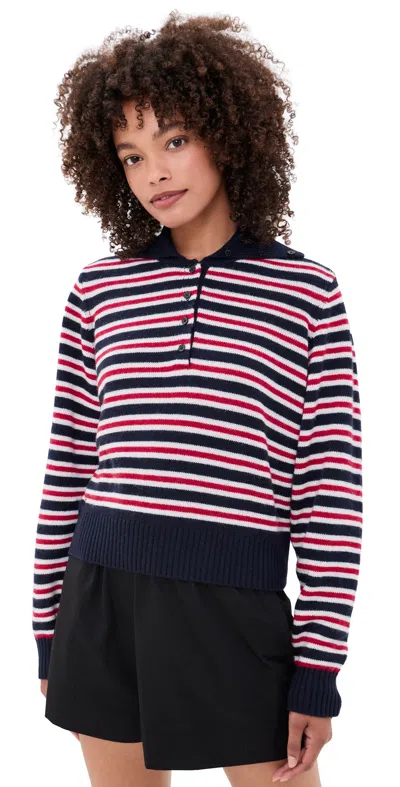Rowing Blazers Wide Collar Polo Sweater Multi-color