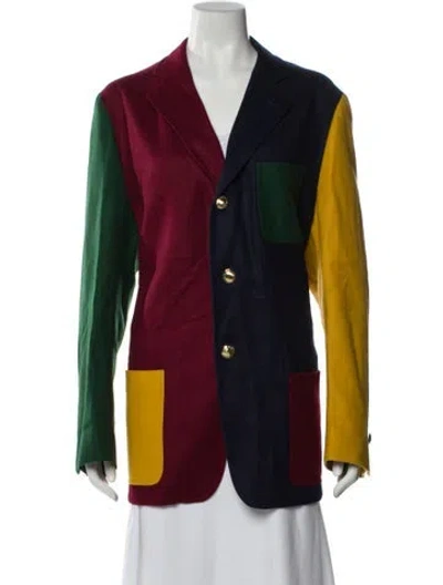 Pre-owned Rowing Blazers Wool Colorblock Pattern Coat W/ Tags In Red