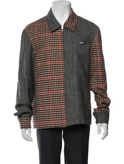 Pre-owned Rowing Blazers Wool Colorblock Pattern Jacket In Grey