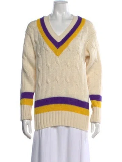 Pre-owned Rowing Blazers Wool Colorblock Pattern Sweater In Neutral