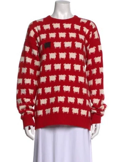 Pre-owned Rowing Blazers Wool Graphic Print Sweater In Red