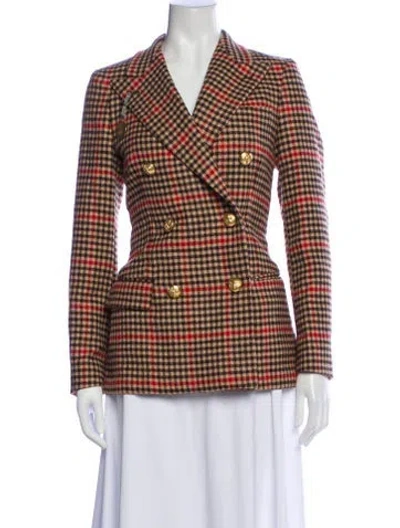 Pre-owned Rowing Blazers Wool Plaid Print Blazer In Brown