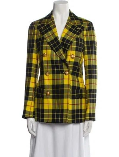 Pre-owned Rowing Blazers Wool Plaid Print Blazer W/ Tags In Yellow