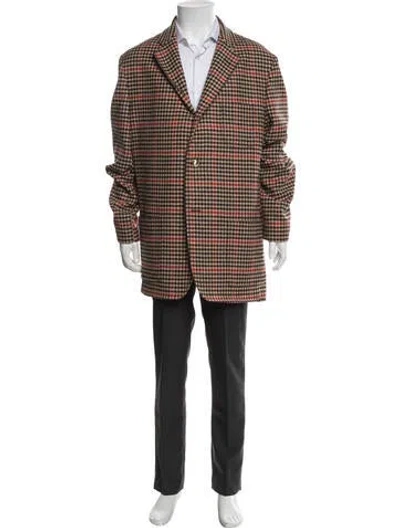 Pre-owned Rowing Blazers Wool Plaid Print Jacket In Brown