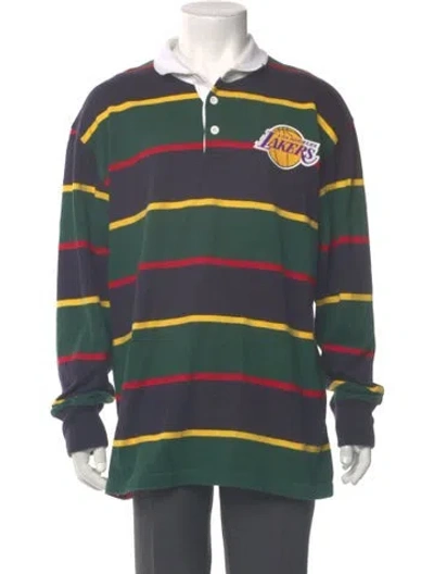Pre-owned Rowing Blazers X Nba Striped Collar Polo Sweater In Green