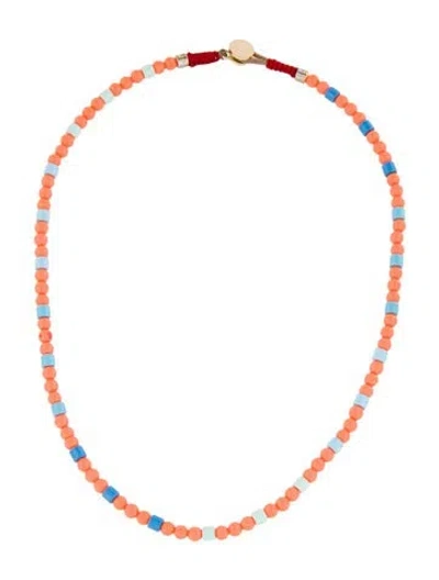 Pre-owned Roxanne Assoulin Bead Strand Necklace, 16.25" In Blue/orange