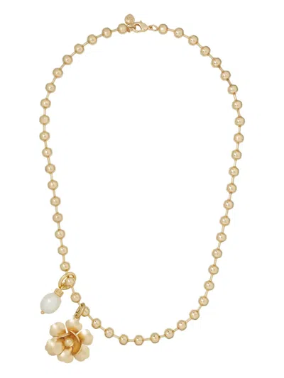 Roxanne Assoulin Beaded-flower Pearl Necklace In Gold